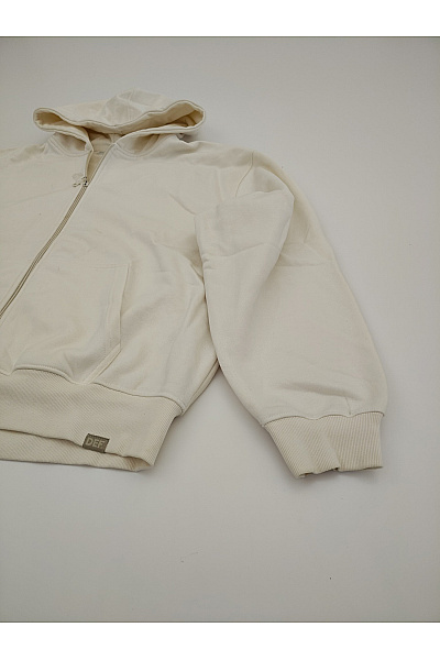def Béžová bavlněná mikina na zip s kapucí oversized Velikost M | def | obrázek 2