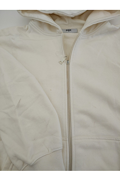 def Béžová bavlněná mikina na zip s kapucí oversized Velikost M | def | obrázek 5