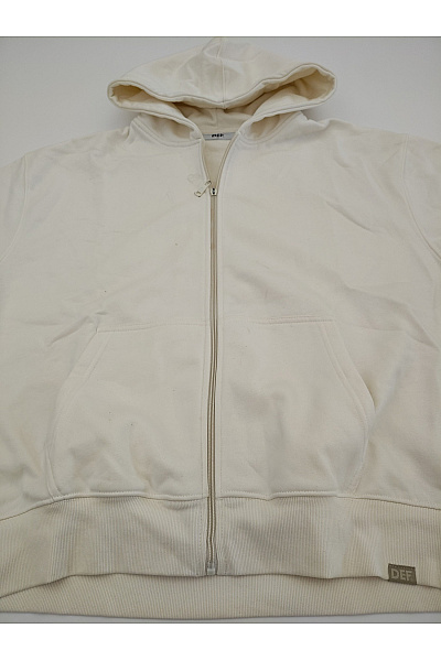 def Béžová bavlněná mikina na zip s kapucí oversized Velikost M | def | obrázek 6