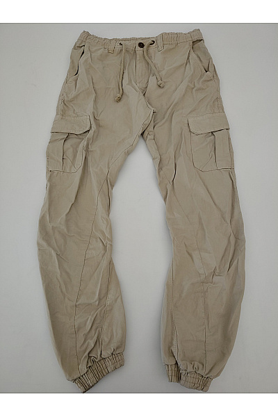 URBAN CLASSICS Béžové Bavlněné Cargo Kalhoty Jogger S Kapsami Velikost M