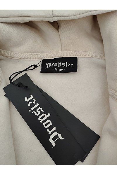 Dropsize Béžová bavlněná mikina na zip s kapucí a klokaní kapsou Velikost L | Dropsize | obrázek 6