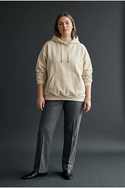 URBAN CLASSICS Béžová Bavlněná Oversized Mikina S Kapucí A Klokaní Kapsou Vel. XL