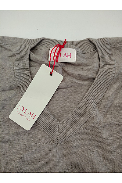 NYLAH Béžový pletený pulovr s košilovou vsadkou Vel. DE 42 | NYLAH | obrázek 3