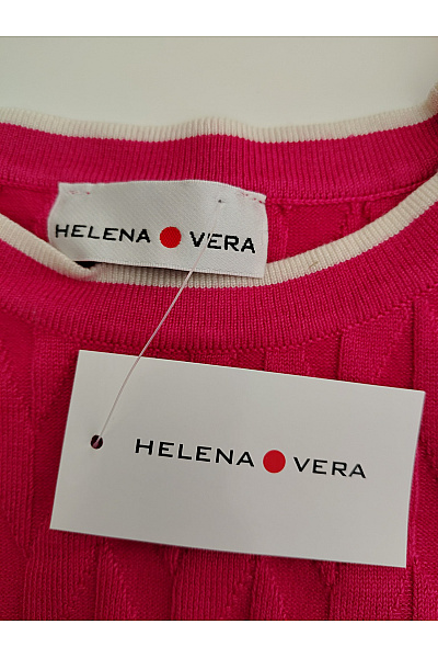 HELENA VERA Růžová pletená halenka s 3/4 rukávem pro plnoštíhlé Vel. DE 52 | HELENA VERA | obrázek 4