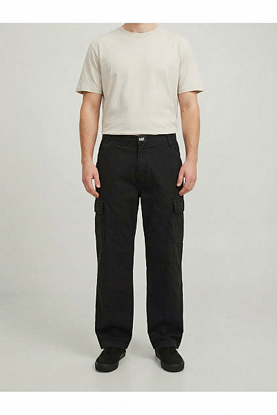 Def Pánské černé Bavlněné Cargo Kalhoty S Kapsami Na Stehnech Velikost 2XL