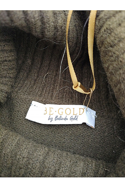 Belinda Gold Dámský khaki pletený pulovr se stojáčkem a knoflíky Vel. DE 48 | Belinda Gold | obrázek 3
