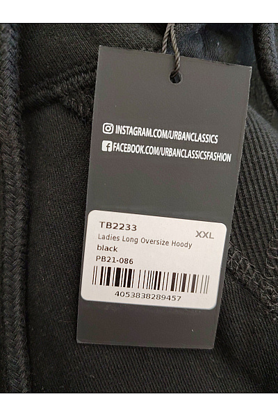 URBAN CLASSICS Dámská černá bavlněná mikina s kapucí a klokaní kapsou oversized Vel. XXL | URBAN CLASSICS | obrázek 9