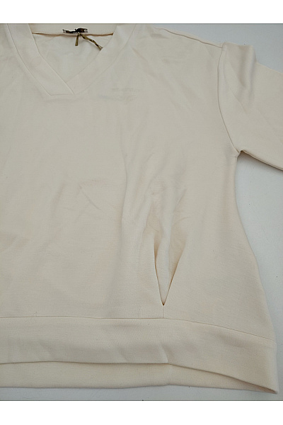 Belinda Gold Béžové dámské tričko s dlouhým rukávem oversize basic Vel. DE 38 | Belinda Gold | obrázek 3