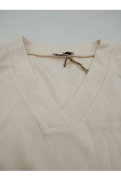 Belinda Gold Béžové dámské tričko s dlouhým rukávem oversize basic Vel. DE 38 | Belinda Gold | obrázek 5