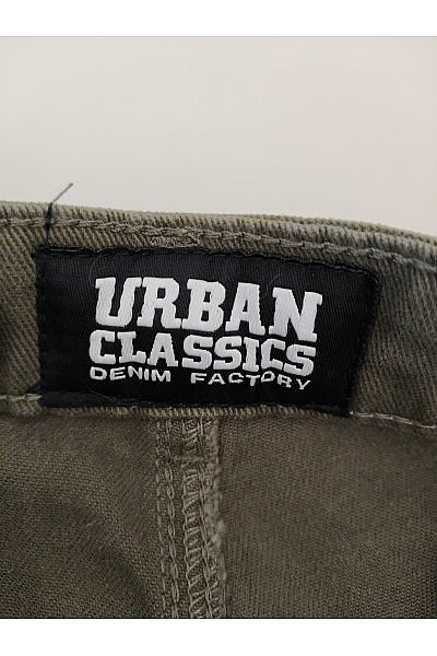 URBAN CLASSICS Khaki bavlněné široké kalhoty s vysokým pasem Vel. 27 | URBAN CLASSICS | obrázek 6