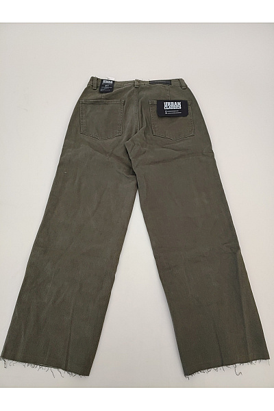 URBAN CLASSICS Khaki bavlněné široké kalhoty s vysokým pasem Vel. 27 | URBAN CLASSICS | obrázek 9