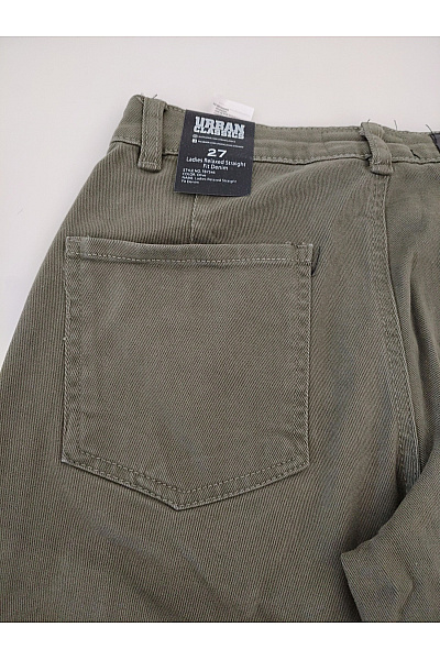 URBAN CLASSICS Khaki bavlněné široké kalhoty s vysokým pasem Vel. 27 | URBAN CLASSICS | obrázek 10