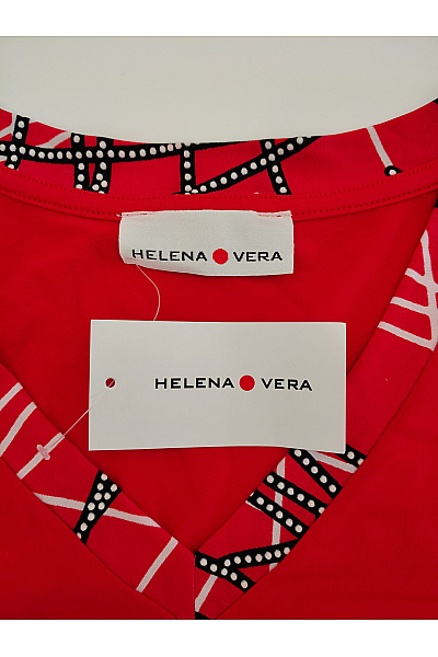 HELENA VERA Červená halenka s 3/4 rukávem a vzorem Vel. DE 42 | HELENA VERA | obrázek 5
