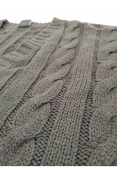 URBAN CLASSICS Černý pletený kardigan s copánkovým vzorem na knoflíky Vel. L | URBAN CLASSICS | obrázek 4