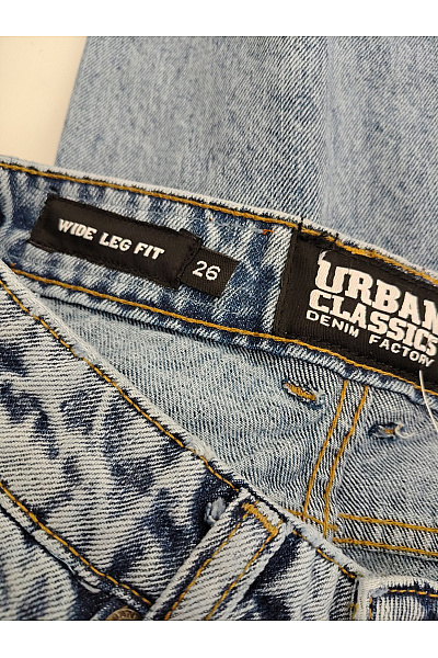 URBAN CLASSICS Modré bavlněné džíny s vysokým pasem a rozparkem Vel. 26 | URBAN CLASSICS | obrázek 6