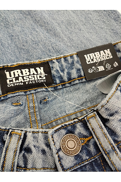 URBAN CLASSICS Modré bavlněné džíny s vysokým pasem a rozparkem Vel. 26 | URBAN CLASSICS | obrázek 7