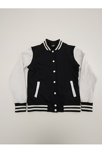 URBAN CLASSICS Černobílá Bavlněná Baseballová Mikina Bomber Vel. M