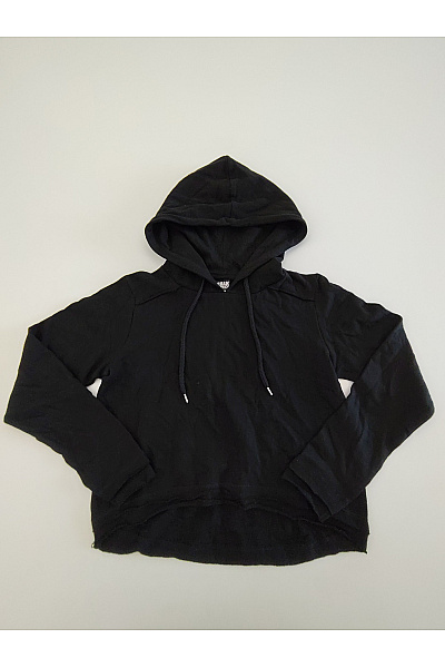 URBAN CLASSICS Dámská černá bavlněná mikina s kapucí crop Velikost XS | URBAN CLASSICS | obrázek 2
