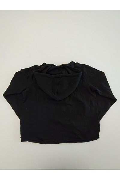 URBAN CLASSICS Dámská černá bavlněná mikina s kapucí crop Velikost XS | URBAN CLASSICS | obrázek 3