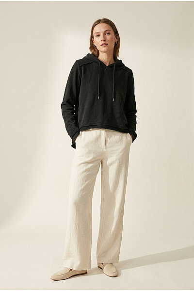 URBAN CLASSICS Dámská černá Bavlněná Mikina S Kapucí Crop Velikost XS