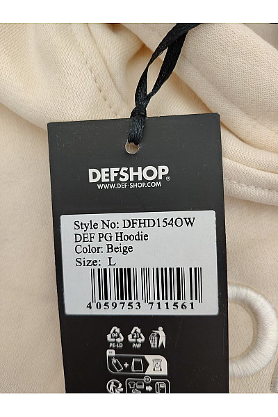def Béžová bavlněná oversized mikina s kapucí a výšivkou Velikost L | def | obrázek 5
