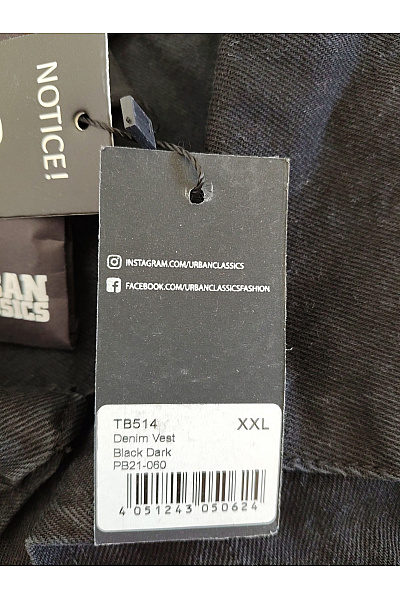URBAN CLASSICS Pánská džínová vesta bez rukávů se zapínáním Vel. XXL | URBAN CLASSICS | obrázek 5
