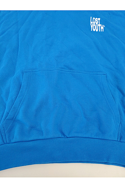 Modrá bavlněná oversized mikina s kapucí a potiskem Velikost 3XL | Unimoda | obrázek 2