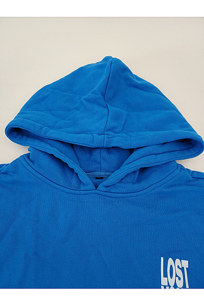 Modrá bavlněná oversized mikina s kapucí a potiskem Velikost 3XL | Unimoda | obrázek 4