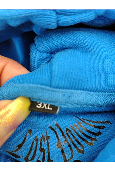 Modrá bavlněná oversized mikina s kapucí a potiskem Velikost 3XL | Unimoda | obrázek 6