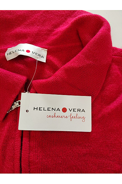 HELENA VERA Červený dámský pletený pulovr na zip s límečkem Vel. EU 44 | HELENA VERA | obrázek 6