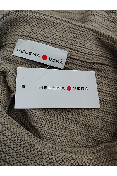 HELENA VERA Dámský béžový pletený žebrovaný pulovr s asymetrickým vázáním Velikost DE 40 | HELENA VERA | obrázek 7