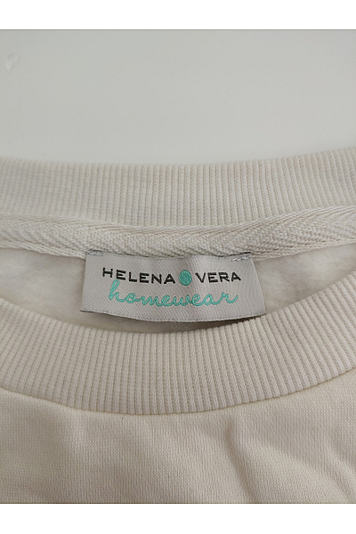 HELENA VERA Béžová bavlněná oversized mikina s potiskem Velikost IT 46 | HELENA VERA | obrázek 4