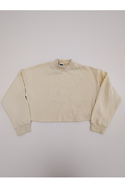 URBAN CLASSICS Béžová Bavlněná Crop Mikina Se Stojáčkem Velikost L