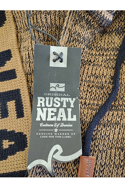 RUSTY NEAL Pánský hnědý pletený svetr s kapucí na zip podzimní Vel. XL | RUSTY NEAL | obrázek 6