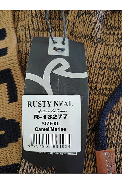 RUSTY NEAL Pánský hnědý pletený svetr s kapucí na zip podzimní Vel. XL | RUSTY NEAL | obrázek 7
