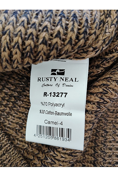 RUSTY NEAL Pánský hnědý pletený svetr s kapucí na zip podzimní Vel. XL | RUSTY NEAL | obrázek 9