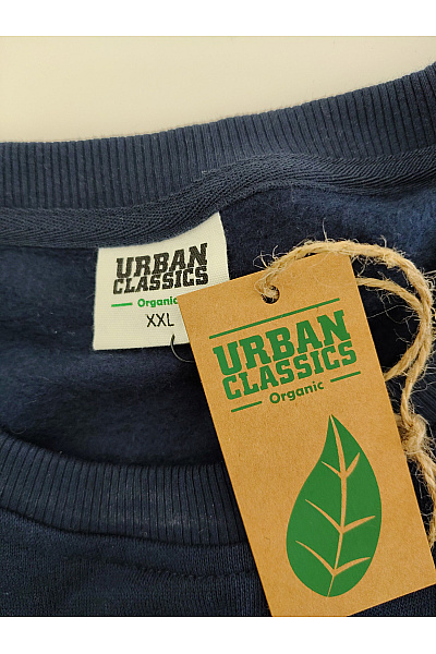 URBAN CLASSICS Pánská bavlněná mikina crewneck modrá bez potisku Velikost XXL | URBAN CLASSICS | obrázek 3