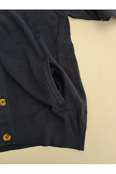 GENTLEMEN SELECTION Modrý pletený kardigan na knoflíky s výstřihem do V Vel. DE 56 | GENTLEMEN SELECTION | obrázek 3