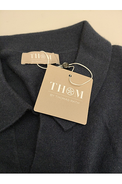THOM By Thomas Rath Pánský vlněný pulovr s límečkem modrý Vel. DE 58 | THOM By Thomas Rath | obrázek 8