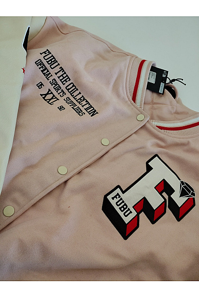 FUBU Růžová baseballová bomber bunda oversize Velikost L | FUBU | obrázek 6