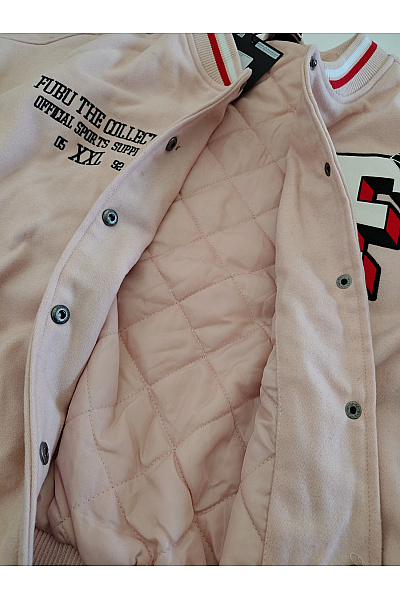 FUBU Růžová baseballová bomber bunda oversize Velikost L | FUBU | obrázek 7
