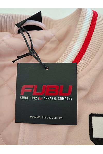 FUBU Růžová baseballová bomber bunda oversize Velikost L | FUBU | obrázek 8