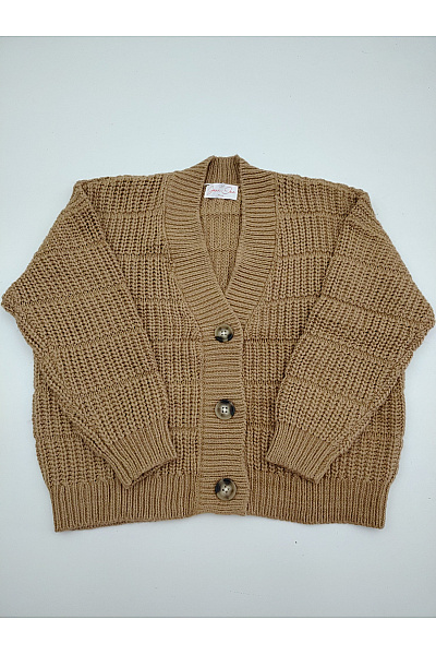 Jana Ina Hnědý Pletený Kardigan Na Knoflíky Oversized Velikost EU 42