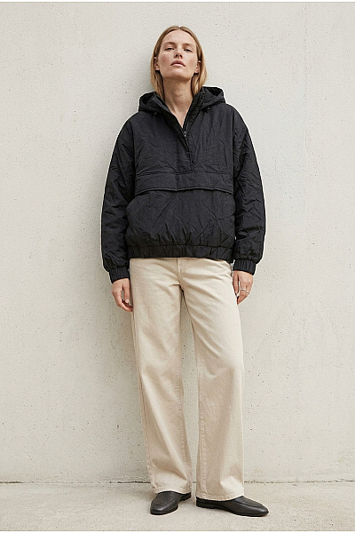 URBAN CLASSICS Černá Dámská Anorak Bunda S Kapucí Přes Hlavu Velikost 3XL