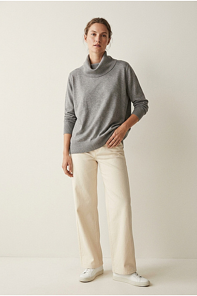 HELENA VERA Šedý Dámský Rolák Oversized Basic Vel. DE 52