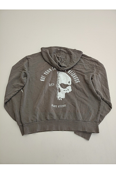 Thug life Šedá bavlněná mikina s kapucí a potiskem streetwear Velikost L | Thug life | obrázek 4