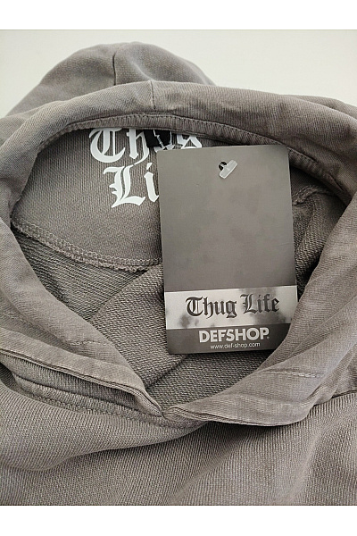Thug life Šedá bavlněná mikina s kapucí a potiskem streetwear Velikost L | Thug life | obrázek 6