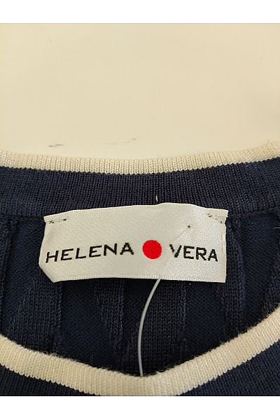HELENA VERA Modrý pletený pulovr s krátkým rukávem Vel. DE 52 | HELENA VERA | obrázek 4