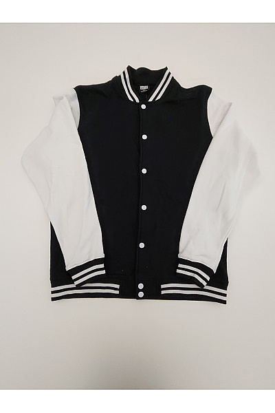 URBAN CLASSICS Černobílá Bavlněná Varsity Bomber Mikina Vel. XL