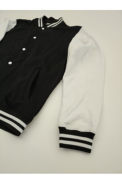 URBAN CLASSICS Černobílá bavlněná varsity bomber mikina Vel. XL | URBAN CLASSICS | obrázek 2